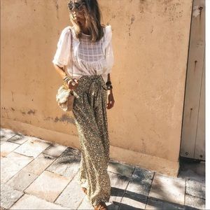 ZARA Floral Wide Leg Pants